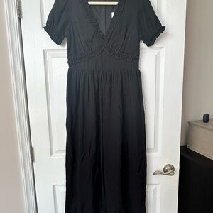 Trixxi Black Puff Sleeve V-Neck Jumpsuit